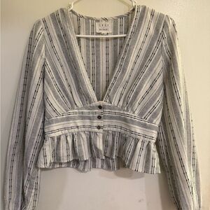 Lost + Wander Cream and Black Striped Blouse